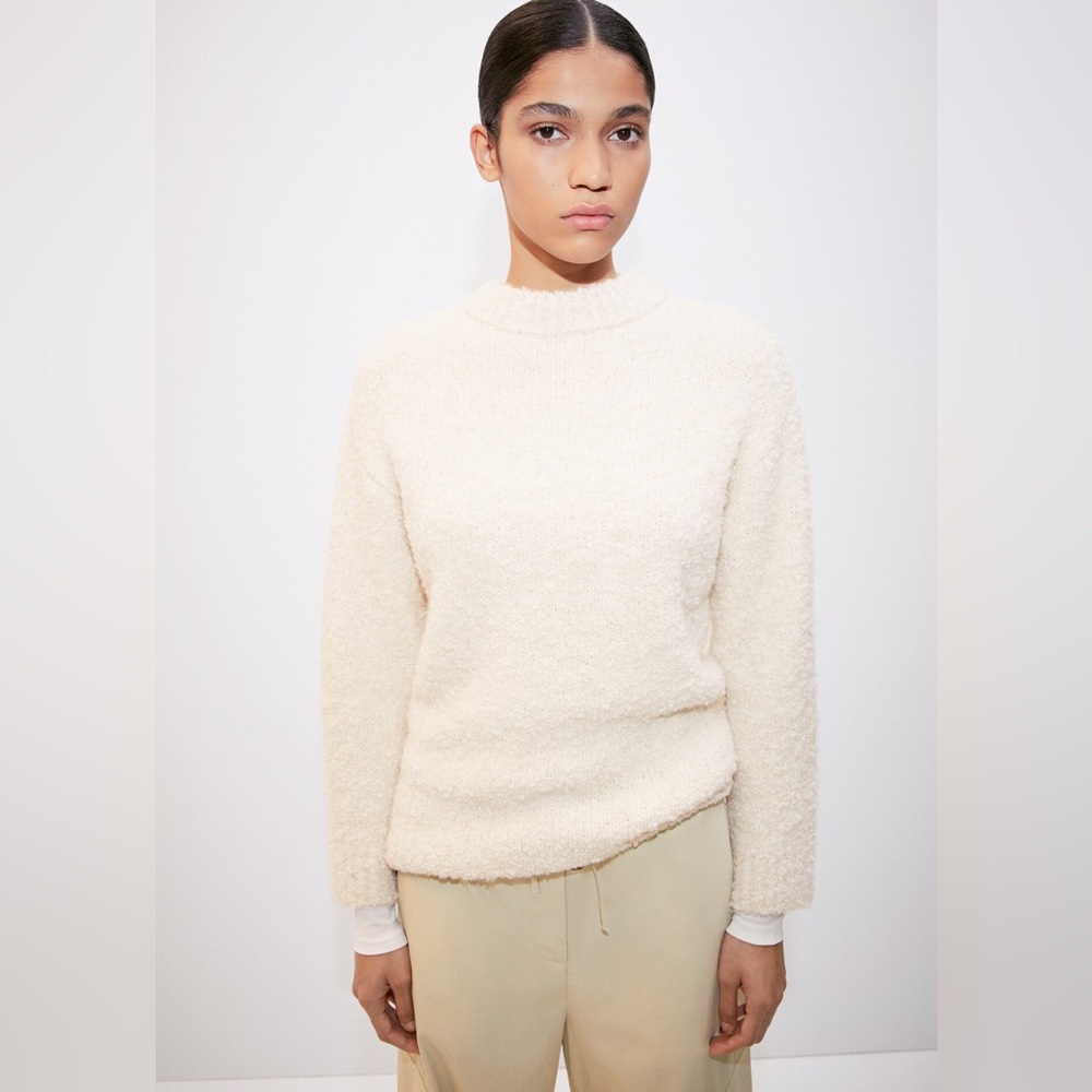 NWT MANGO Boucle Knit Wool Blend Sweater, Size Large